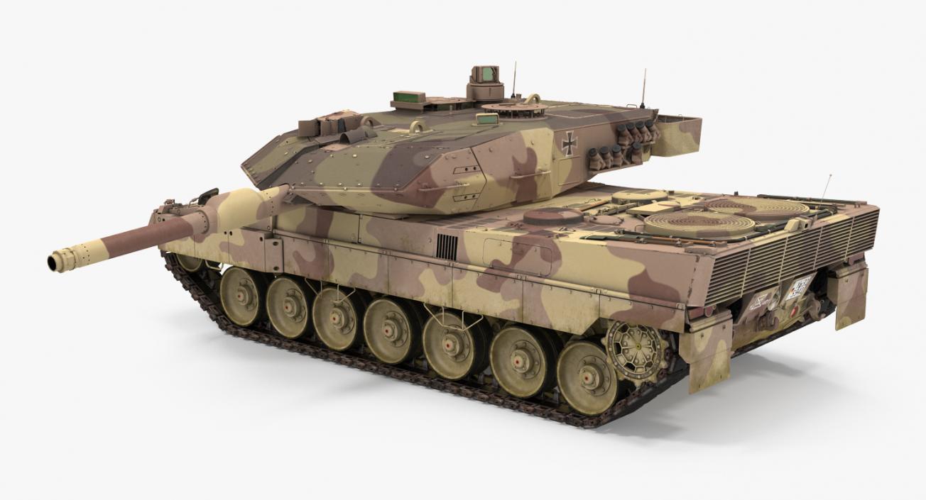 German Battle Tank Leopard 2A5 Desert Rigged 3D model