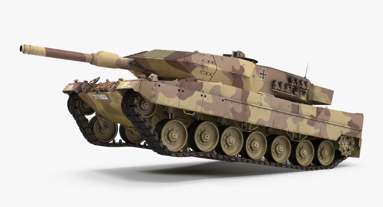 German Battle Tank Leopard 2A5 Desert Rigged 3D model