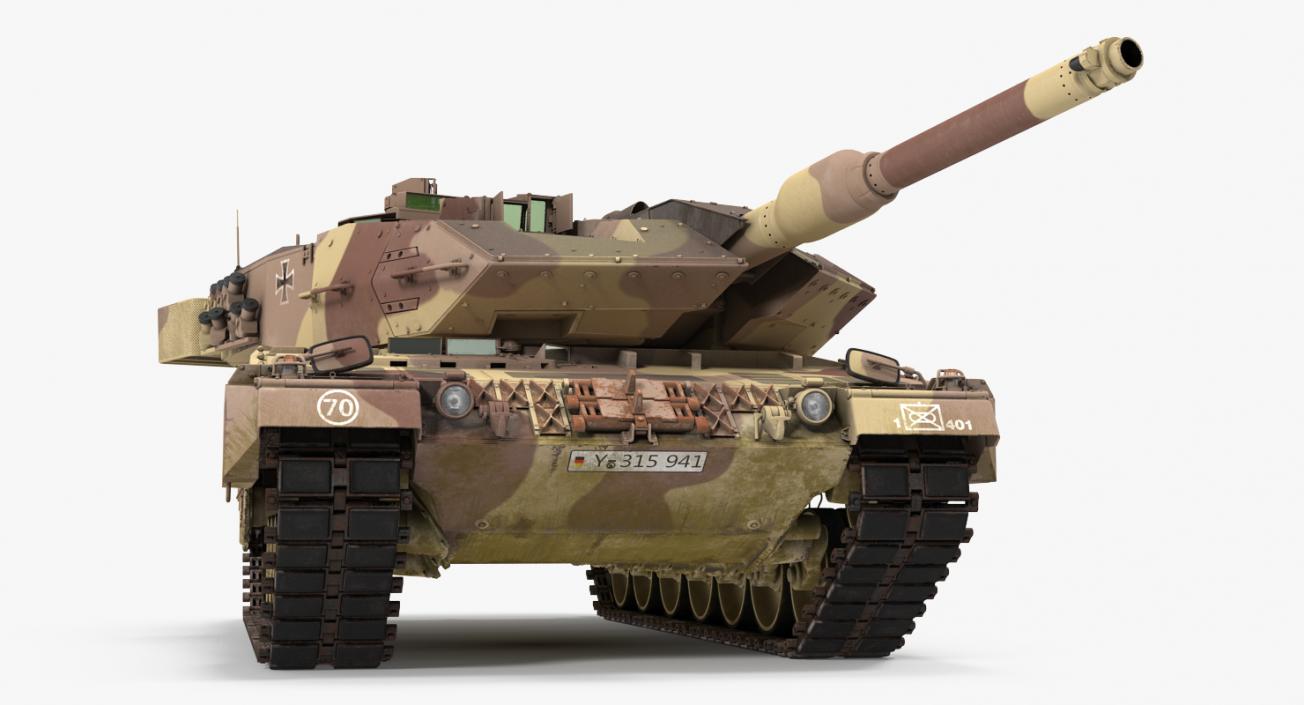 German Battle Tank Leopard 2A5 Desert Rigged 3D model