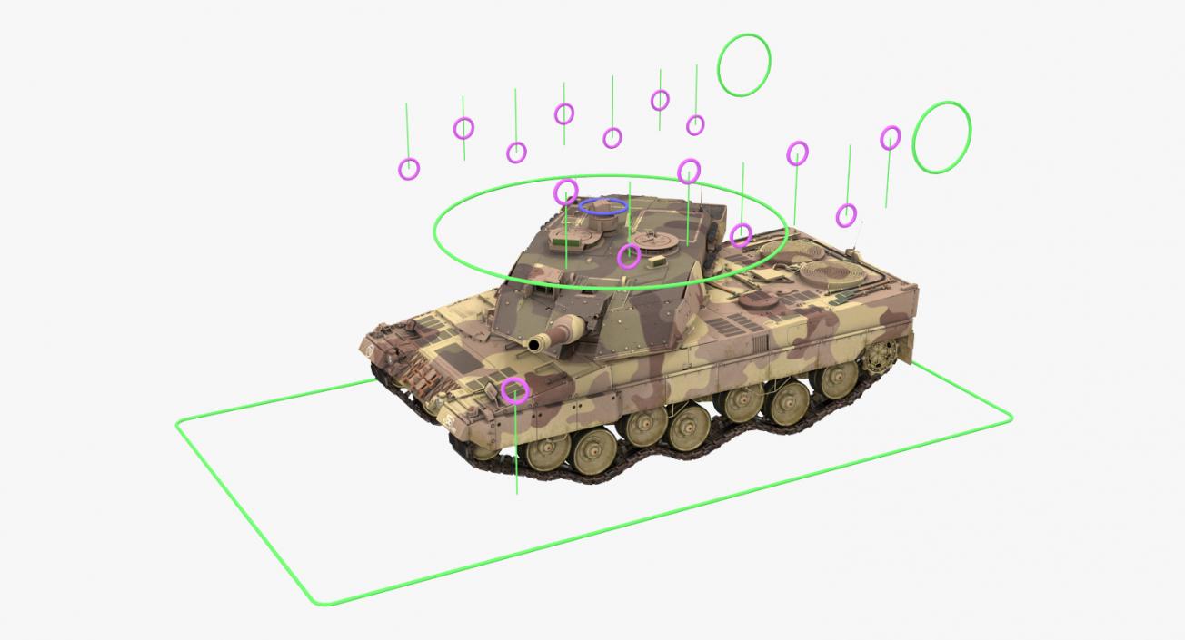 German Battle Tank Leopard 2A5 Desert Rigged 3D model