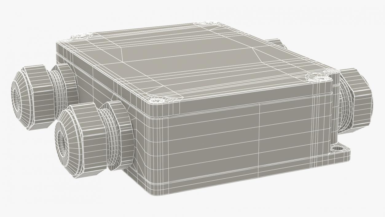 White Closed Junction Box for 4 Wires 3D