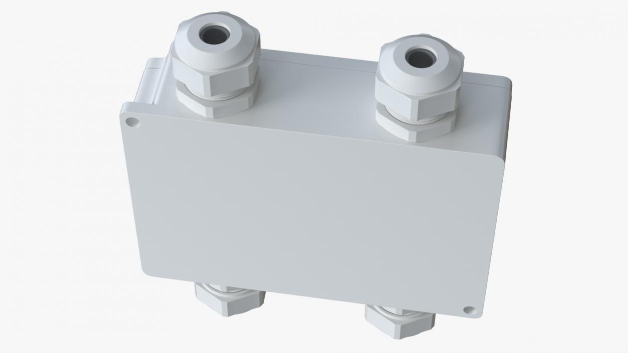 White Closed Junction Box for 4 Wires 3D