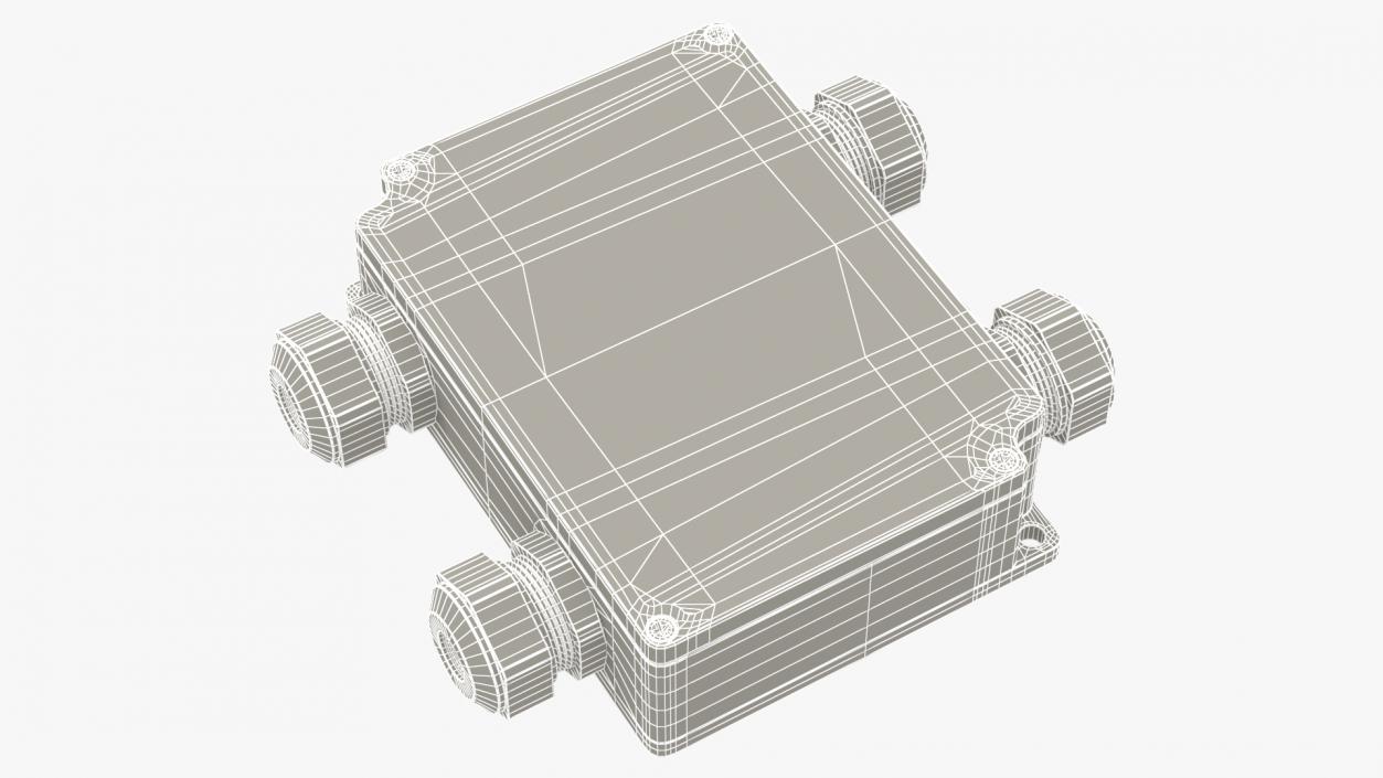 White Closed Junction Box for 4 Wires 3D