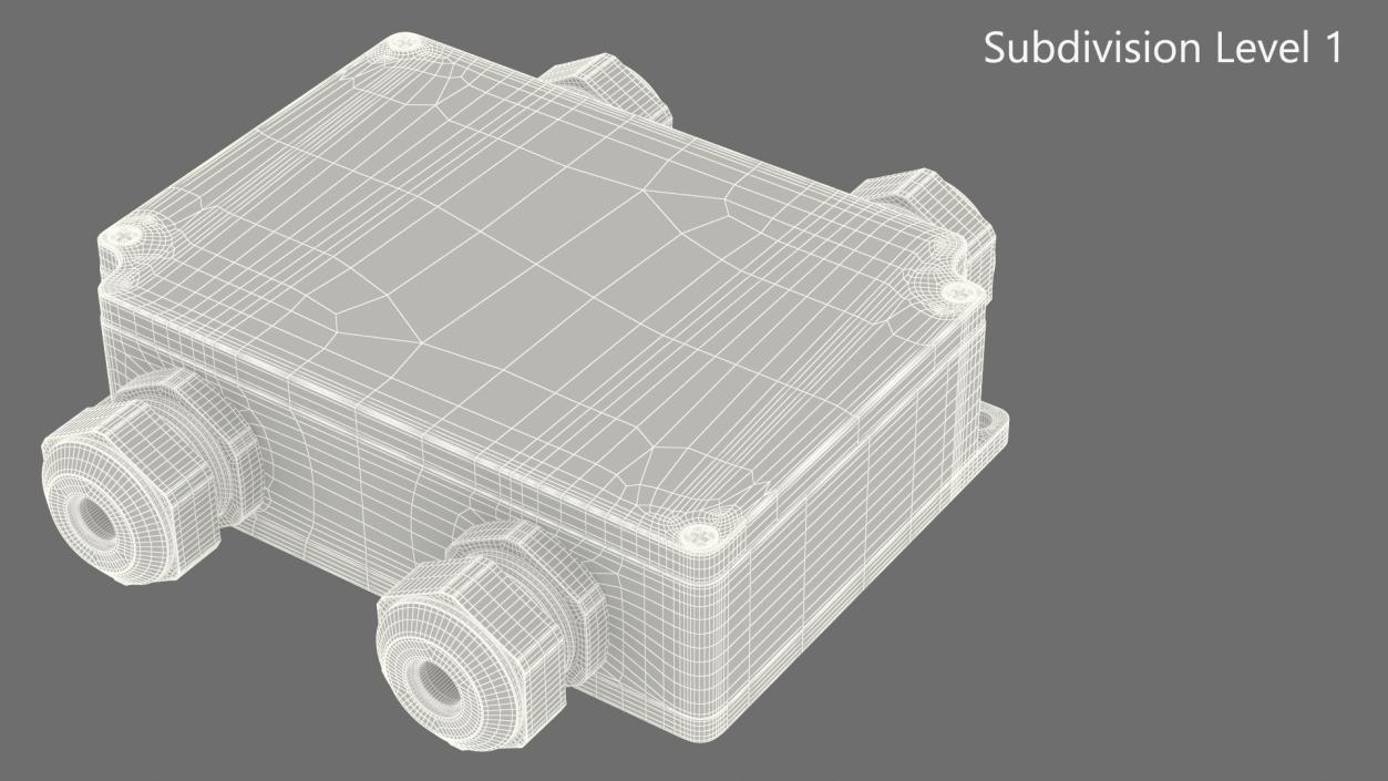 White Closed Junction Box for 4 Wires 3D