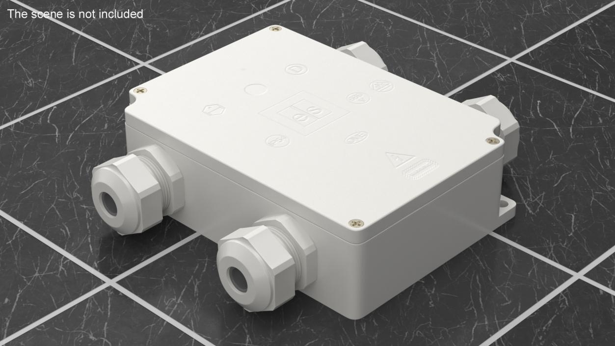 White Closed Junction Box for 4 Wires 3D