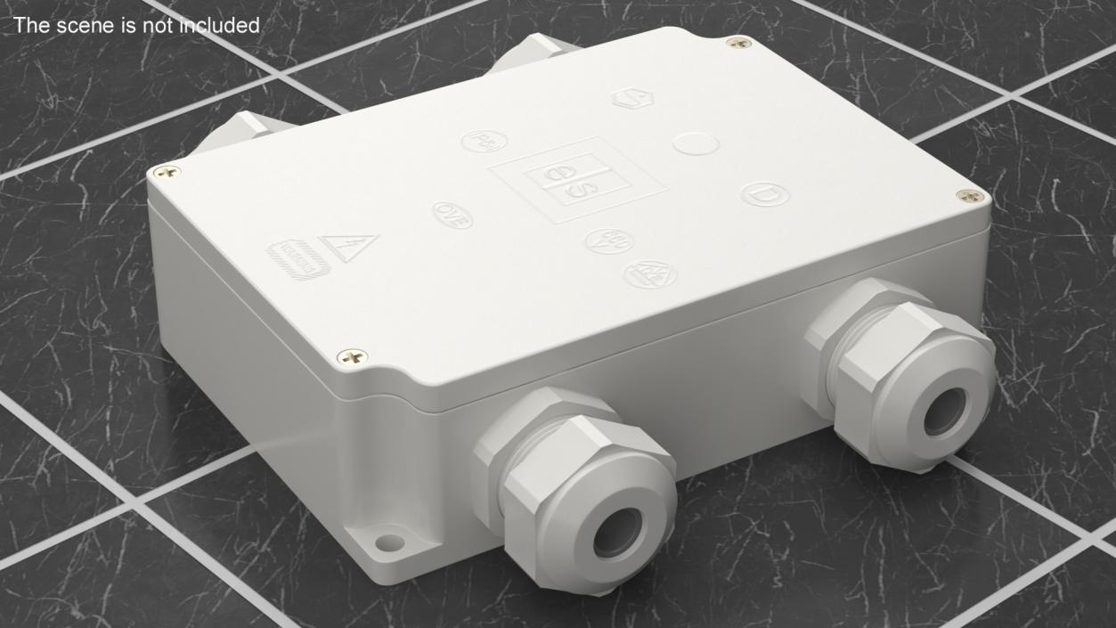 White Closed Junction Box for 4 Wires 3D