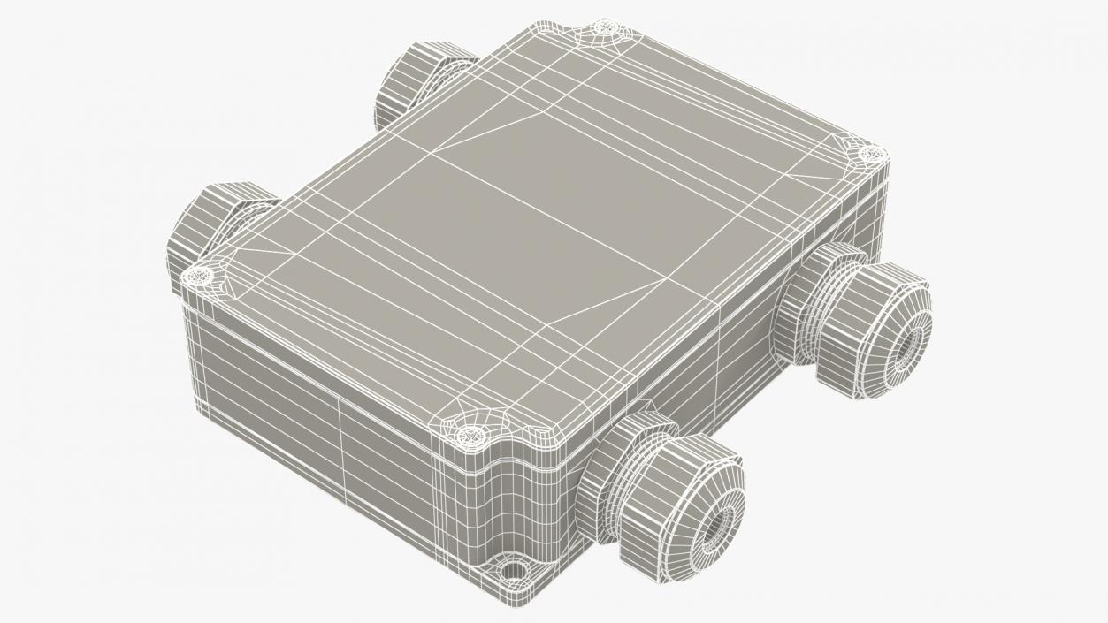 White Closed Junction Box for 4 Wires 3D