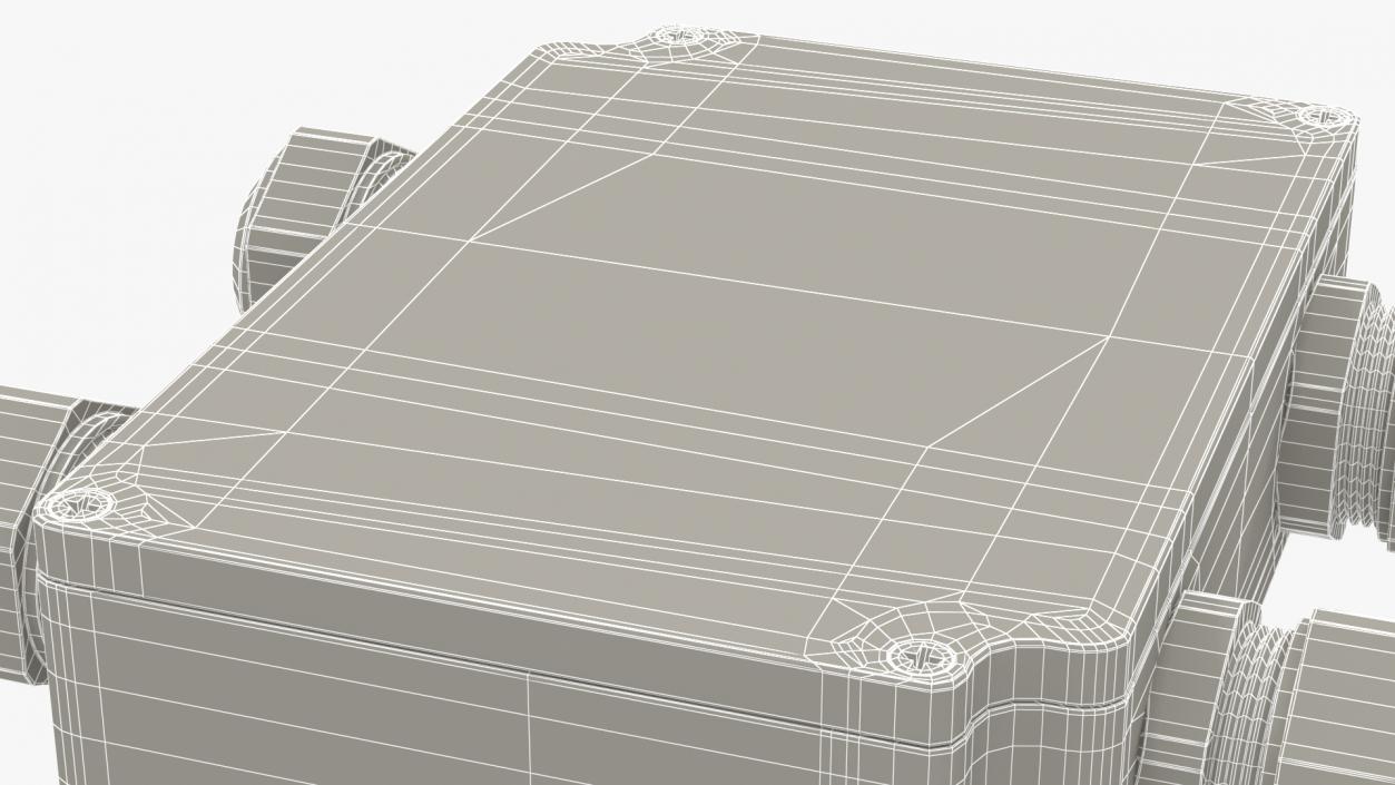 White Closed Junction Box for 4 Wires 3D