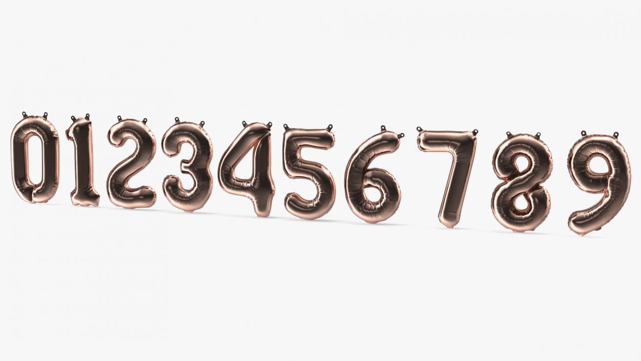 Balloon Numbers Set Rose Gold 3D model