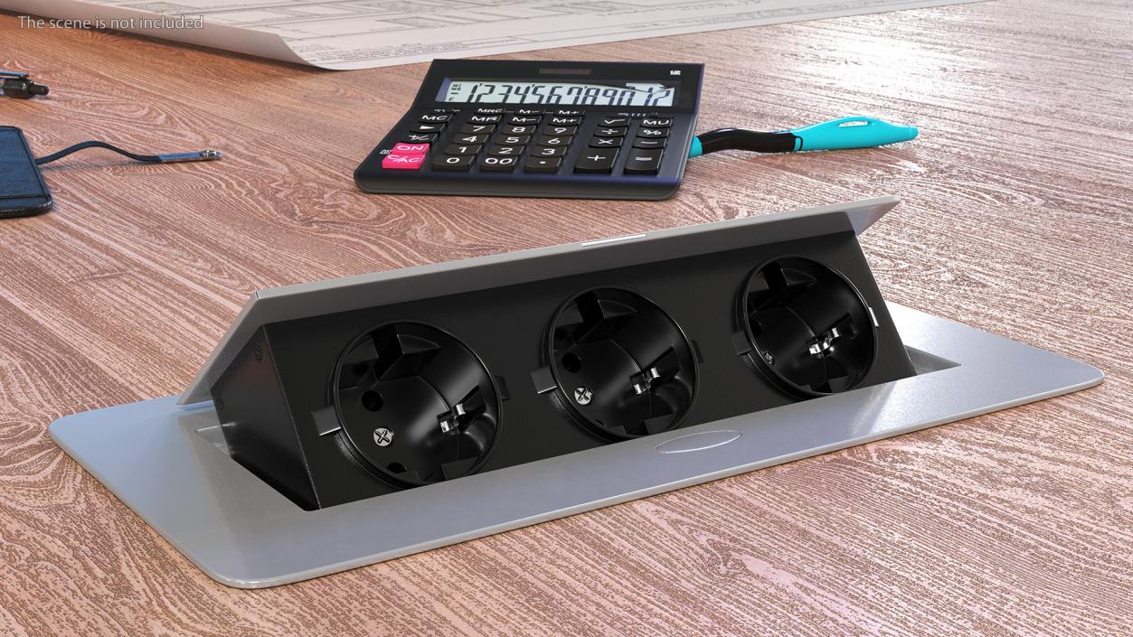 3D Black Triple Hidden Socket