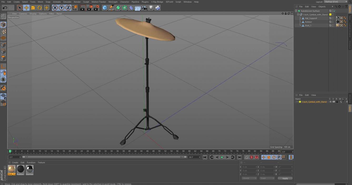 3D Crash Cymbal with Stand model