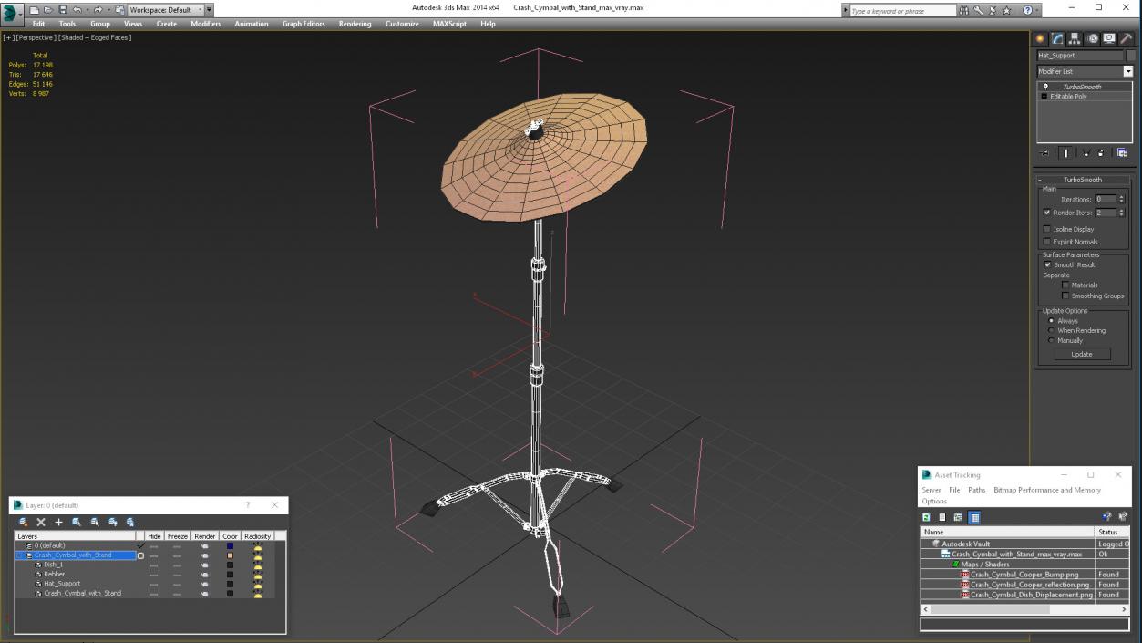 3D Crash Cymbal with Stand model