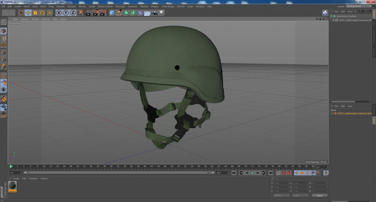 USMC Lightweight Armored Helmet Green 3D