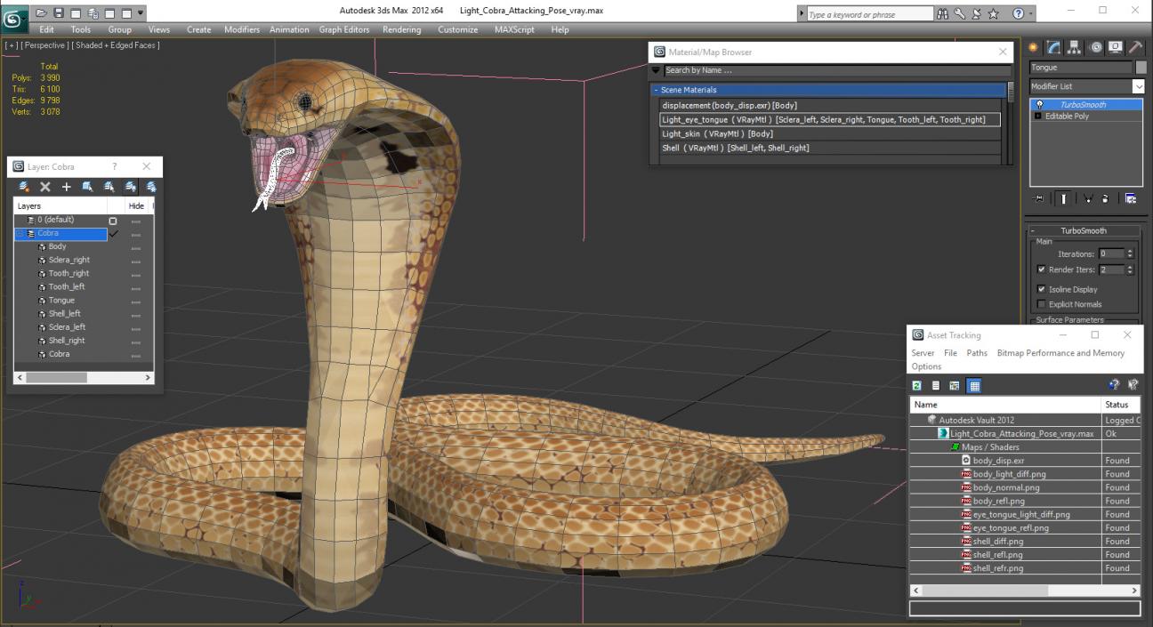 3D Light Cobra Attacking Pose