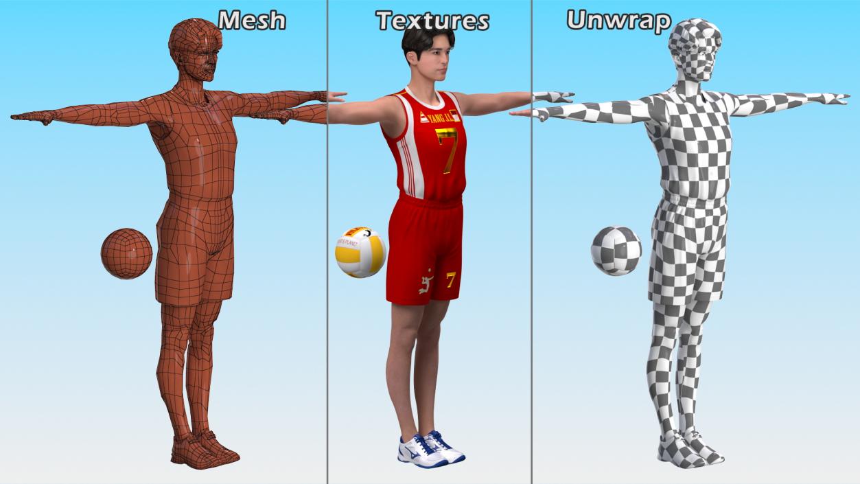 Chinese Volleyball Player Rigged 3D