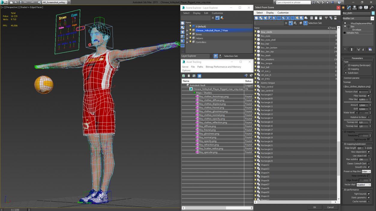 Chinese Volleyball Player Rigged 3D