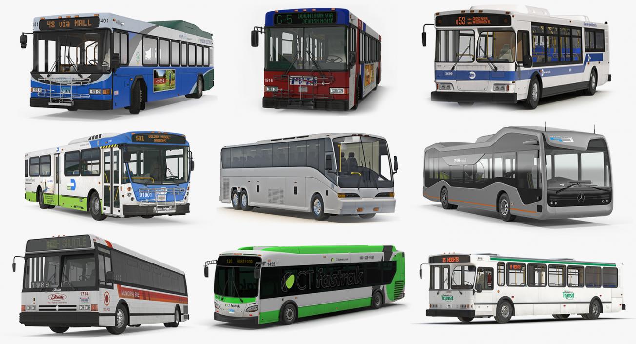 3D Buses Collection 8 model