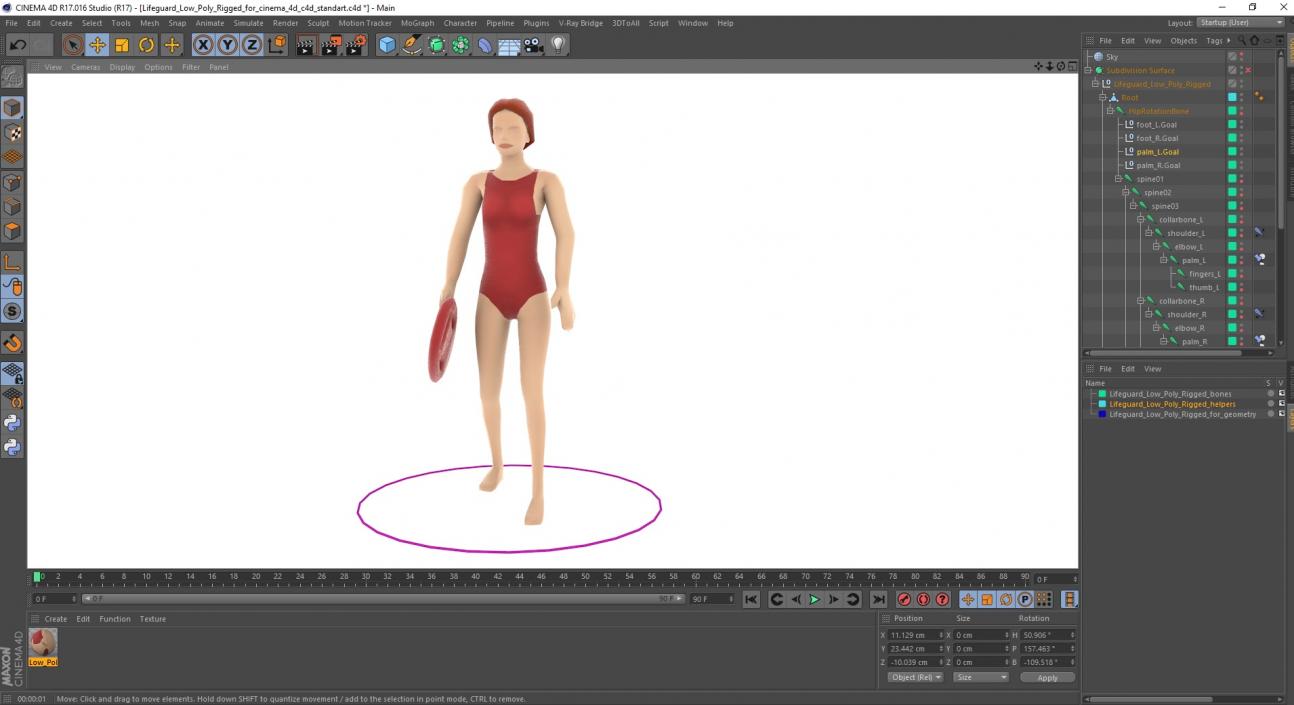 Lifeguard Low Poly Rigged for Cinema 4D 3D model