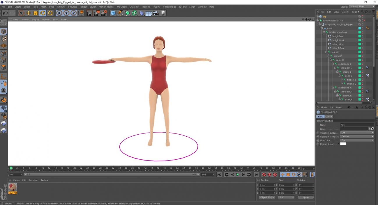 Lifeguard Low Poly Rigged for Cinema 4D 3D model