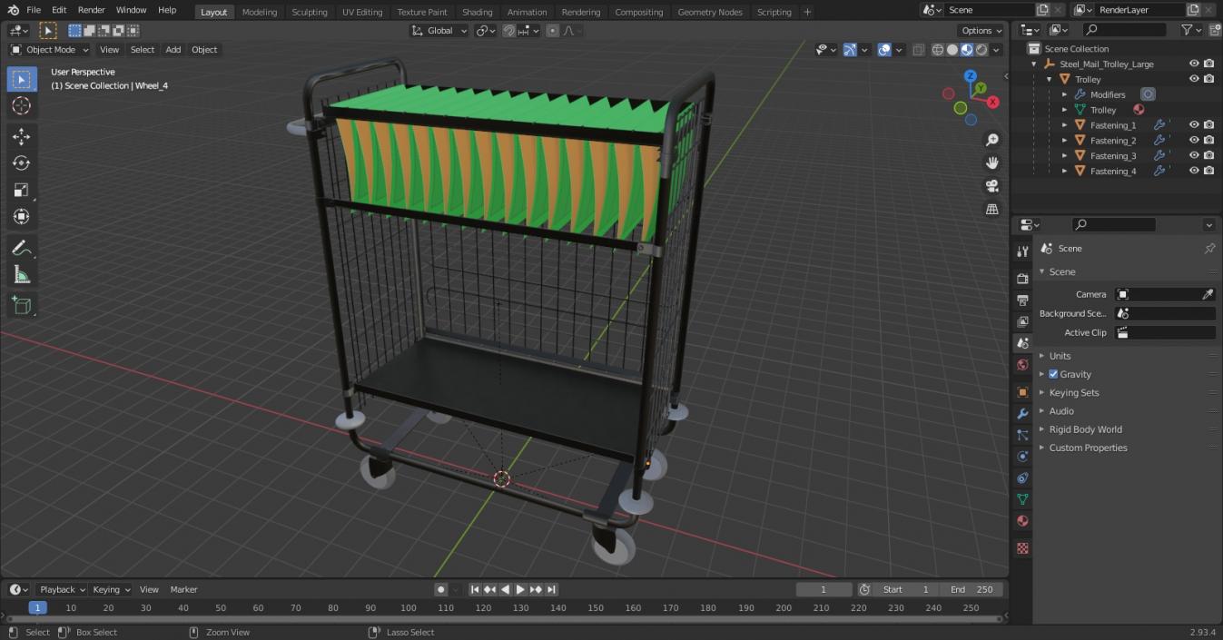 Steel Mail Trolley Large 3D model