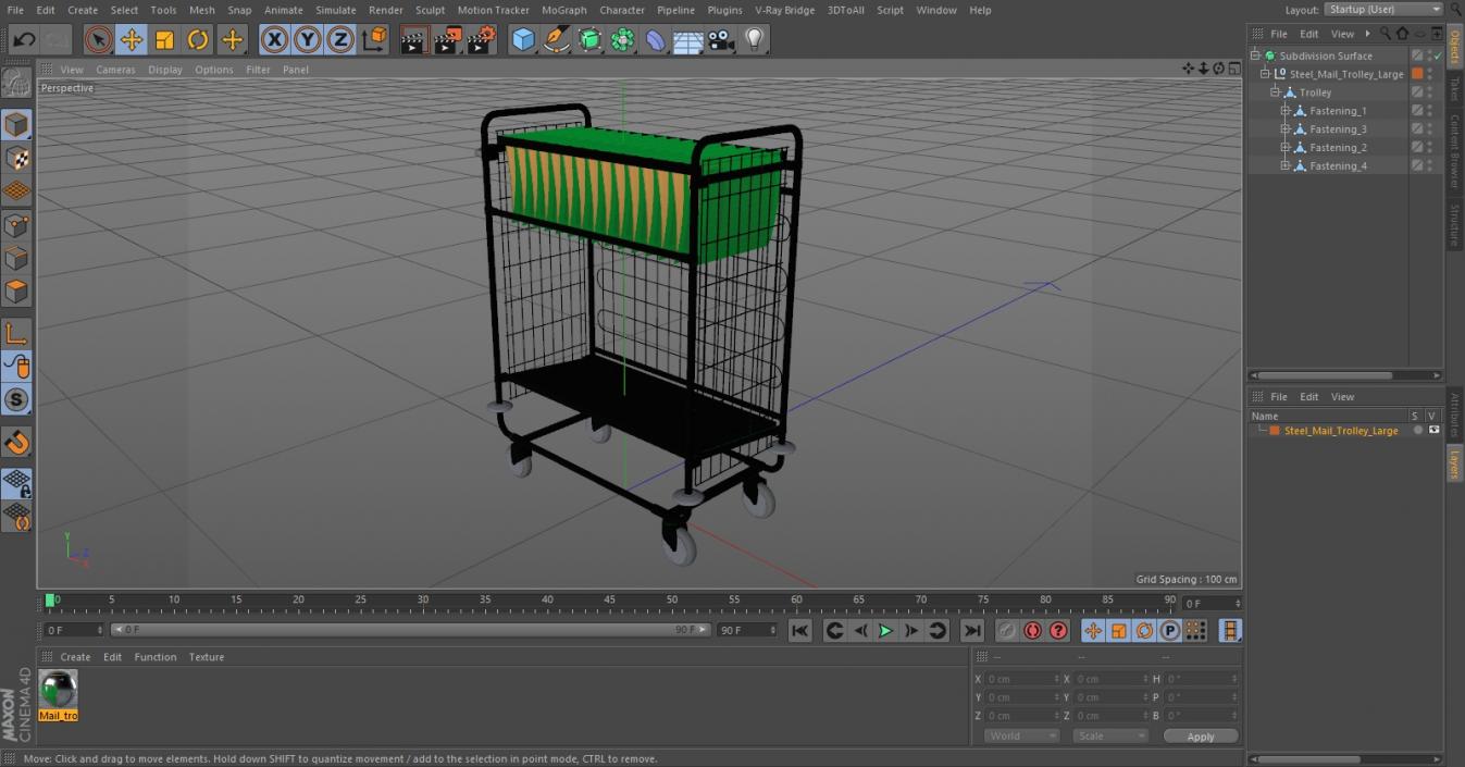 Steel Mail Trolley Large 3D model