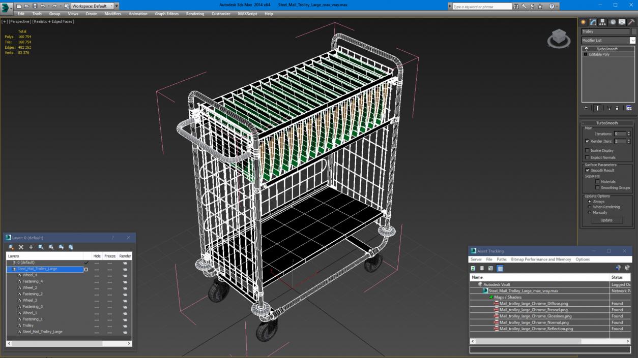 Steel Mail Trolley Large 3D model