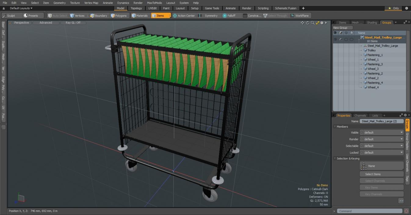 Steel Mail Trolley Large 3D model