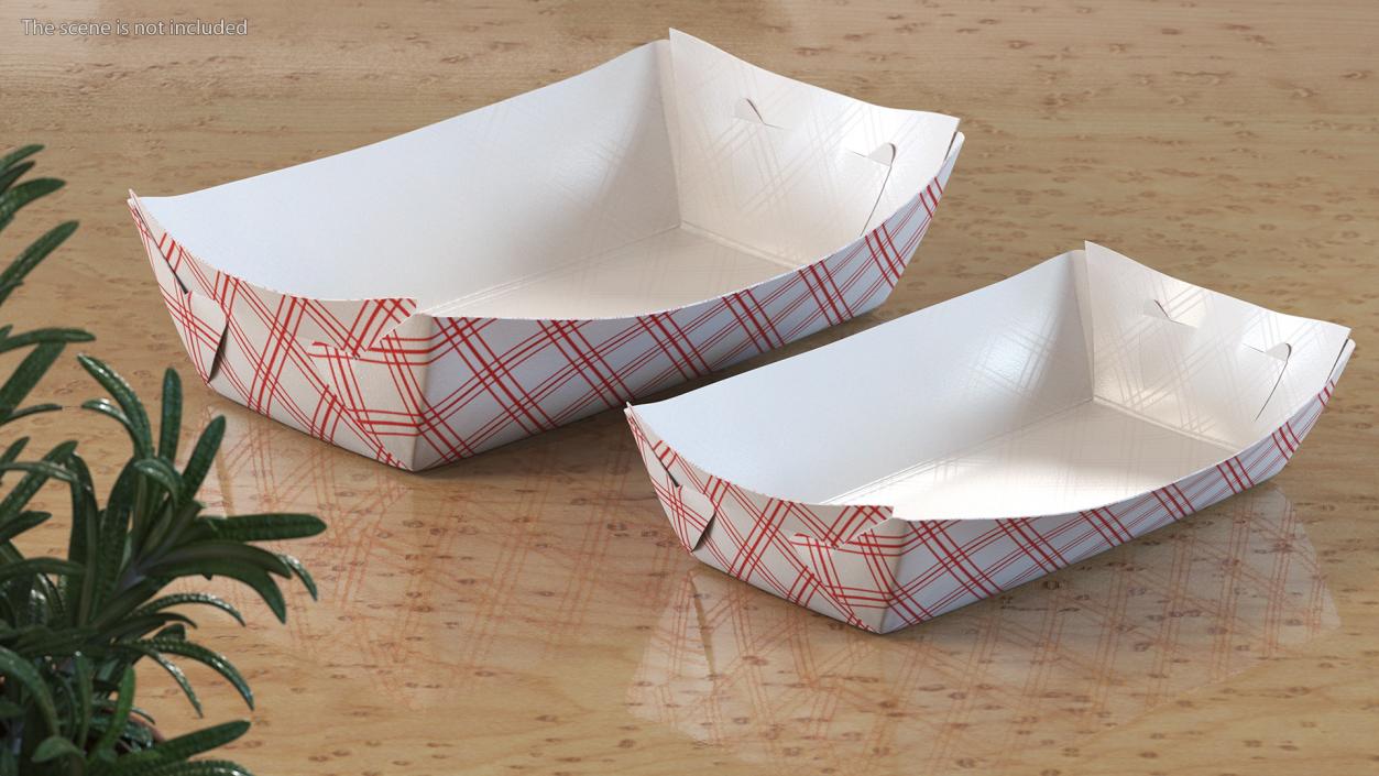 3D Paper Food Boat Tray Red Checker Set