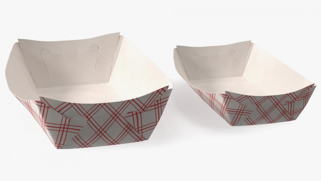 3D Paper Food Boat Tray Red Checker Set