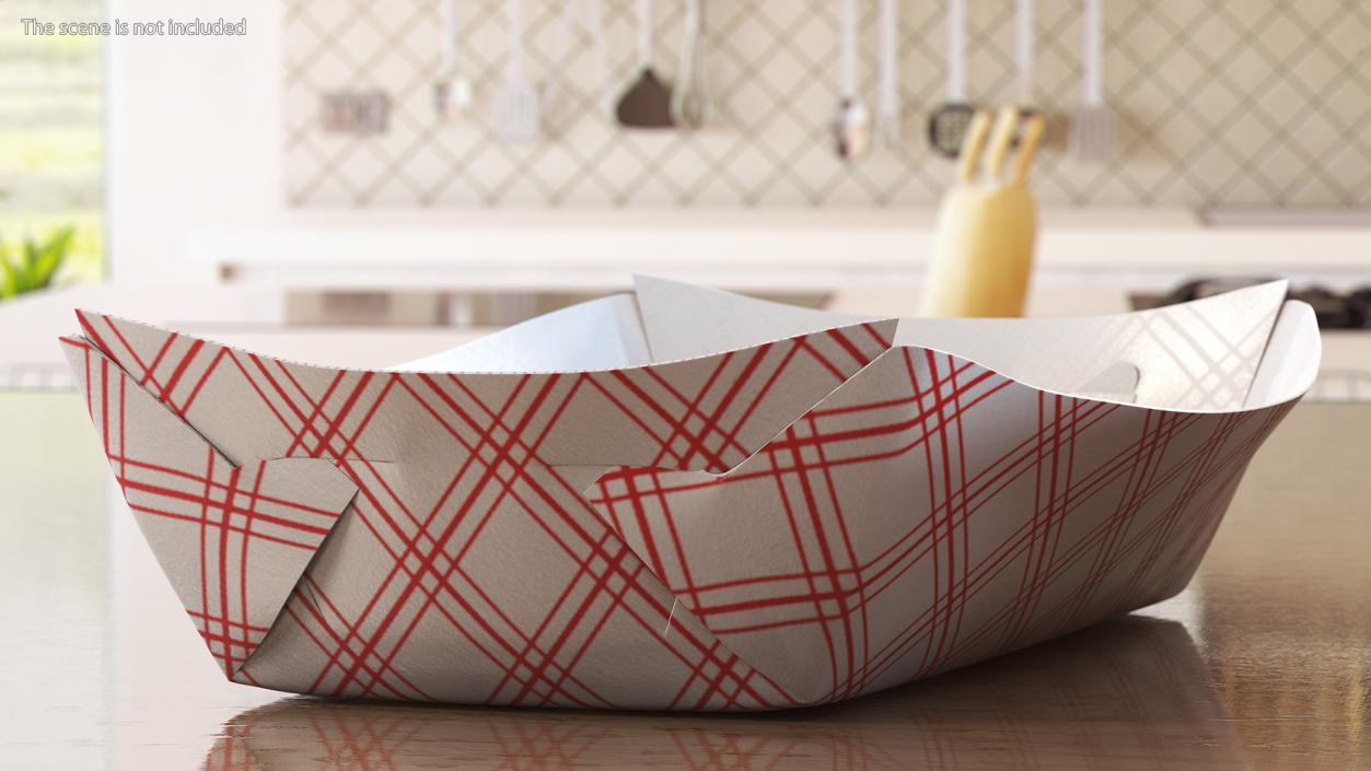 3D Paper Food Boat Tray Red Checker Set