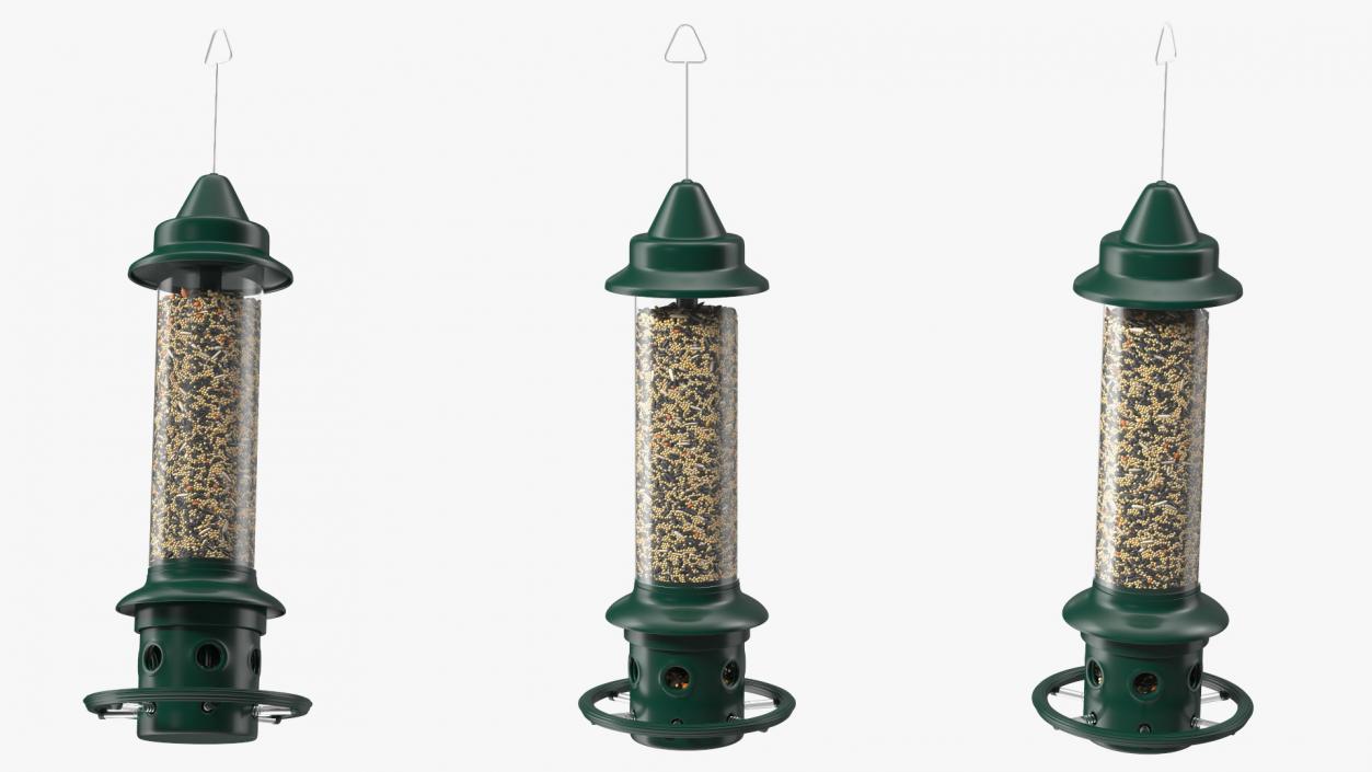 Modern Squirrel Proof Bird Feeder with Seeds 3D model