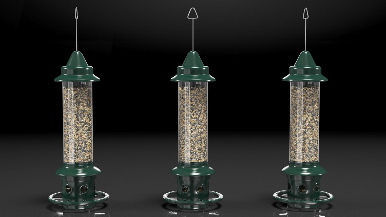 Modern Squirrel Proof Bird Feeder with Seeds 3D model