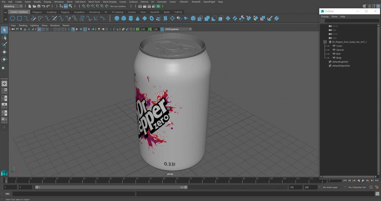 3D Dr Pepper Zero Soda Can model