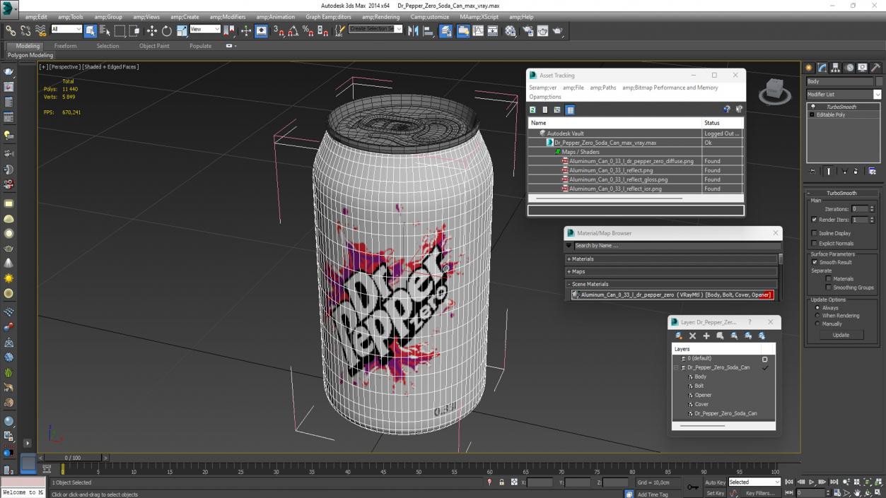 3D Dr Pepper Zero Soda Can model