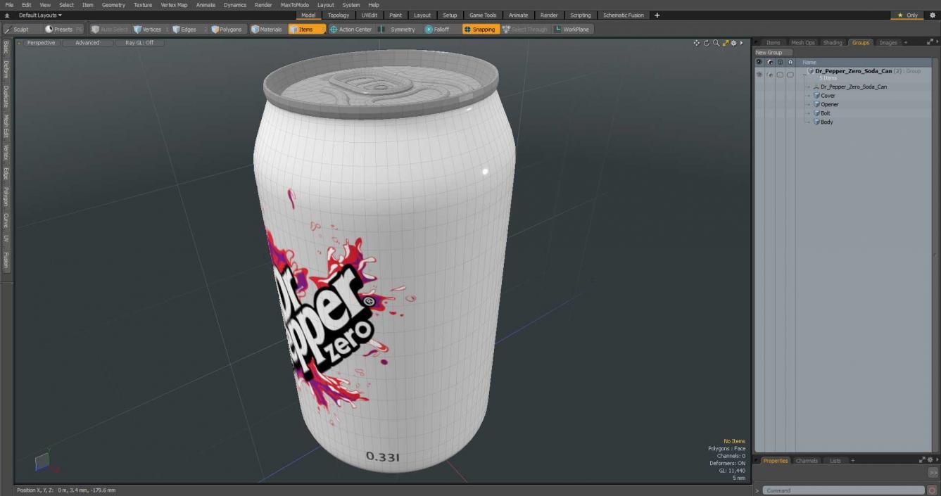 3D Dr Pepper Zero Soda Can model