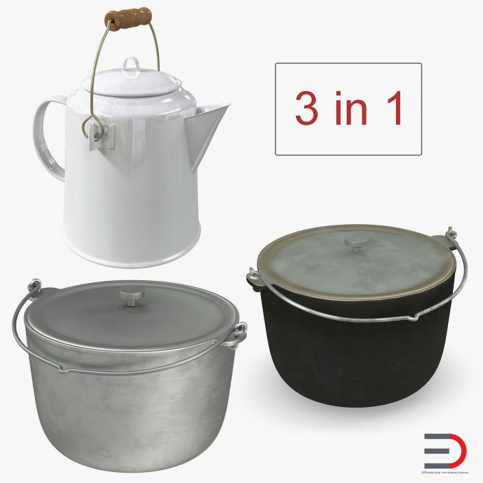 3D Camping Pots Collection model