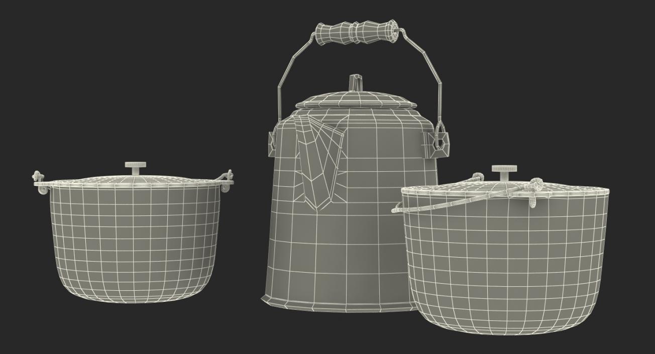 3D Camping Pots Collection model