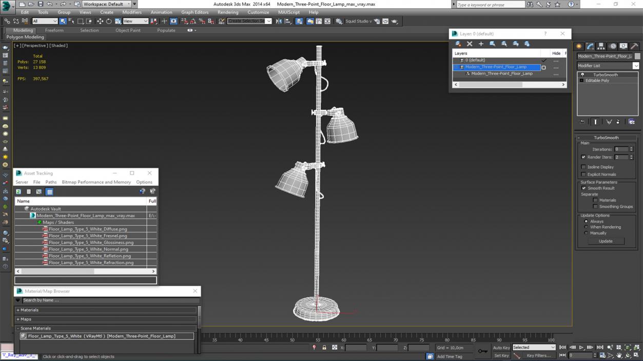 Modern Three-Point Floor Lamp 3D model