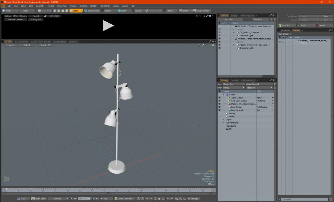 Modern Three-Point Floor Lamp 3D model