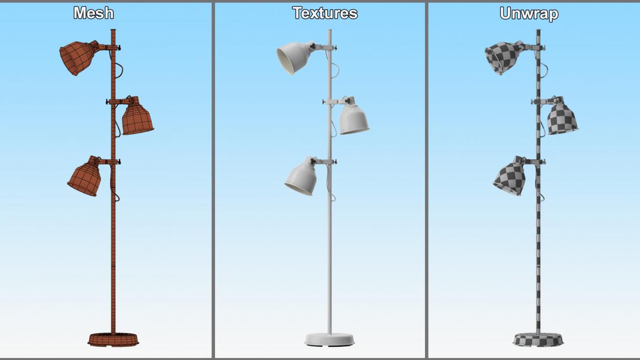 Modern Three-Point Floor Lamp 3D model