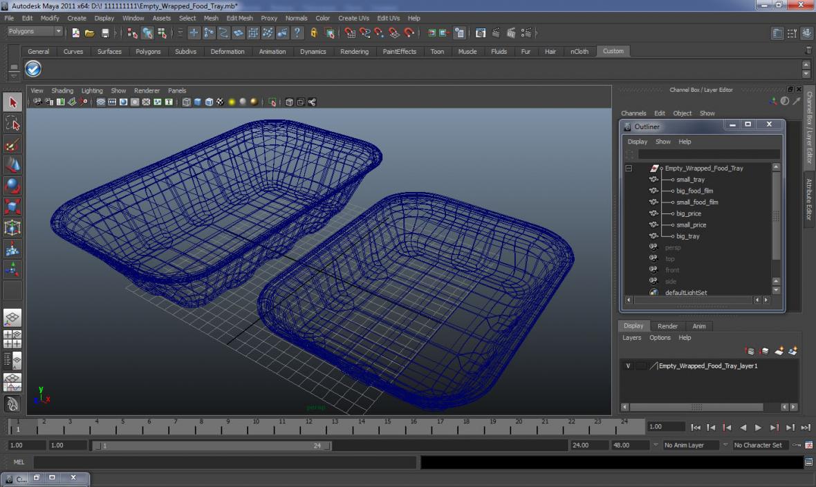 3D Empty Wrapped Food Tray model