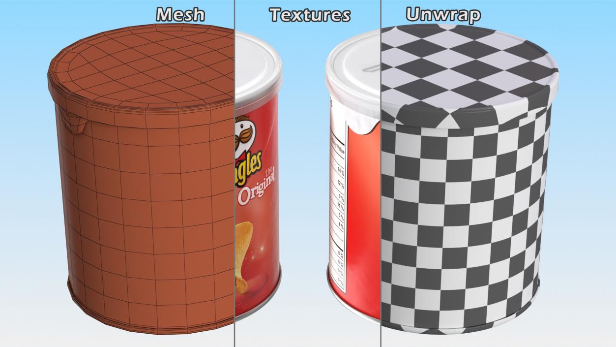 Pringles Original Flavor Potato Chips Small Can 3D