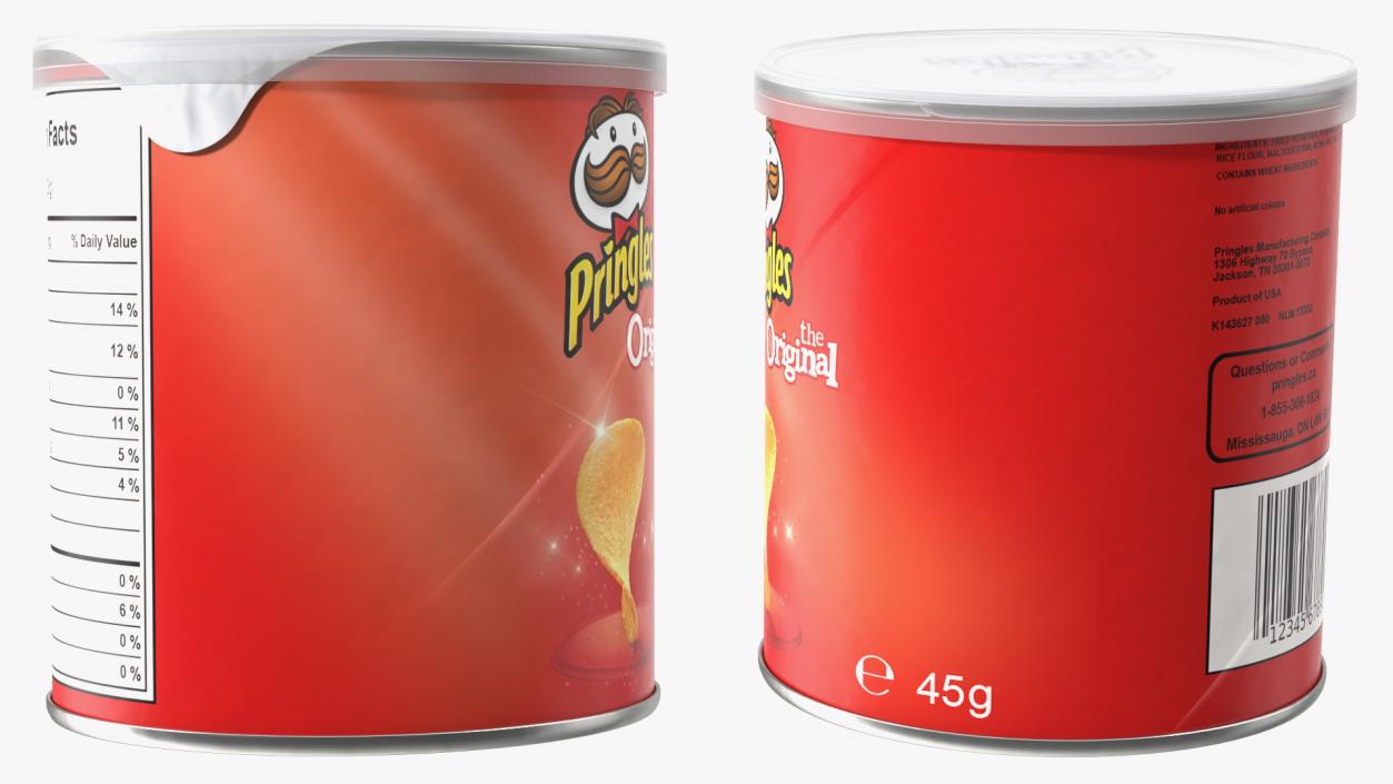 Pringles Original Flavor Potato Chips Small Can 3D