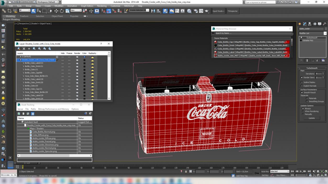 3D model Double Cooler with Coca Cola Inside