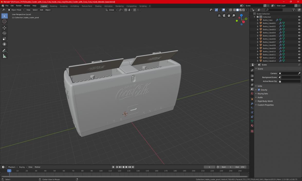 3D model Double Cooler with Coca Cola Inside