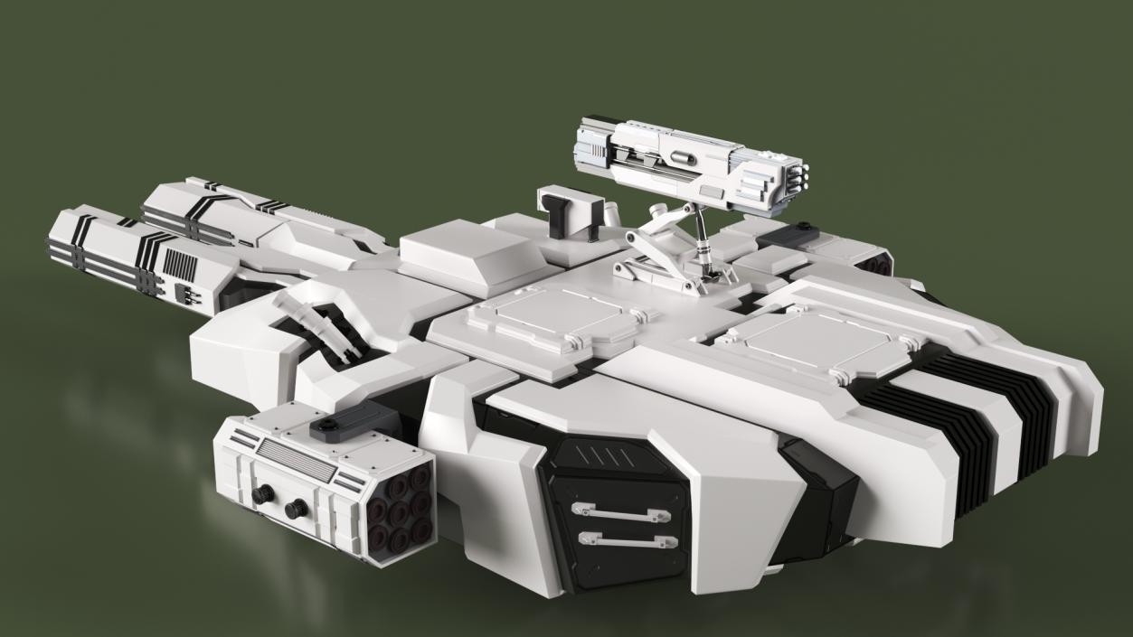 Sci Fi Heavy Turret White 2 3D