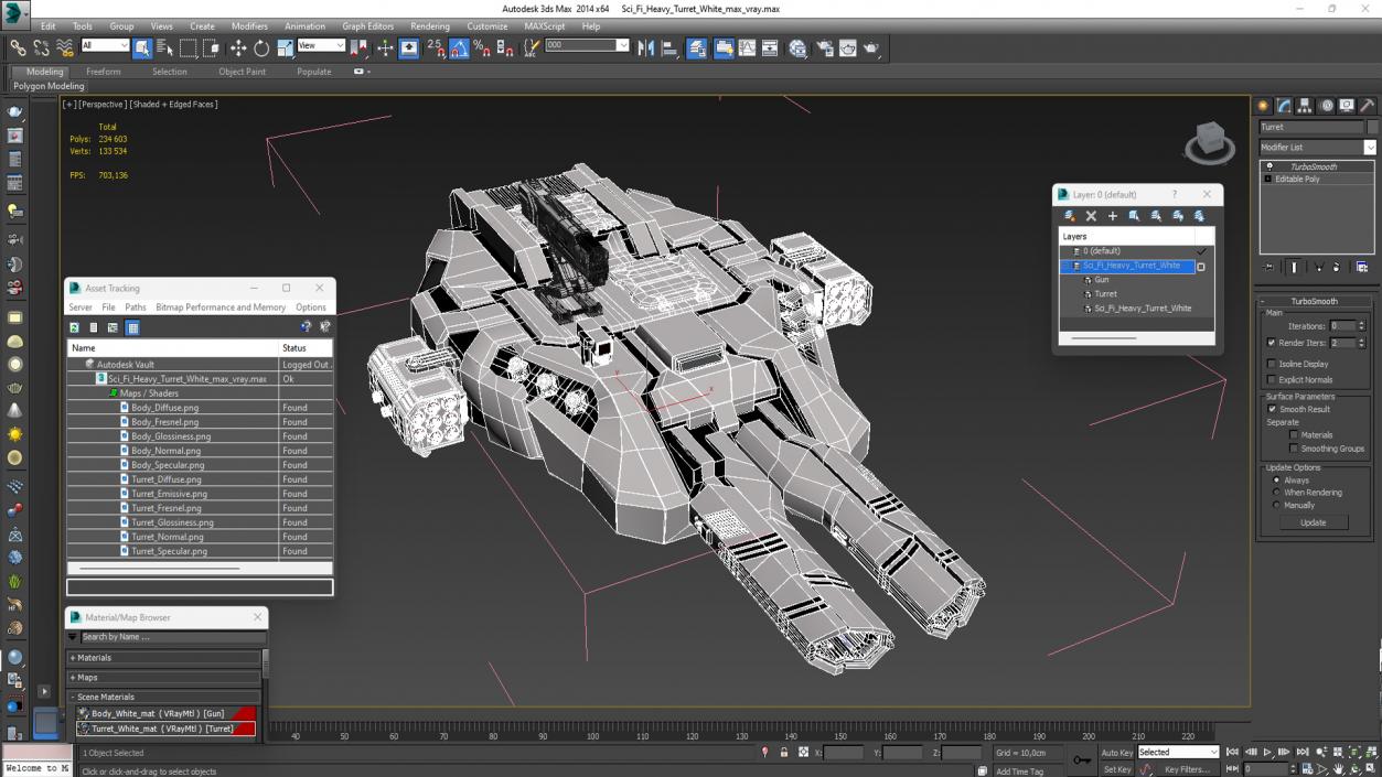 Sci Fi Heavy Turret White 2 3D