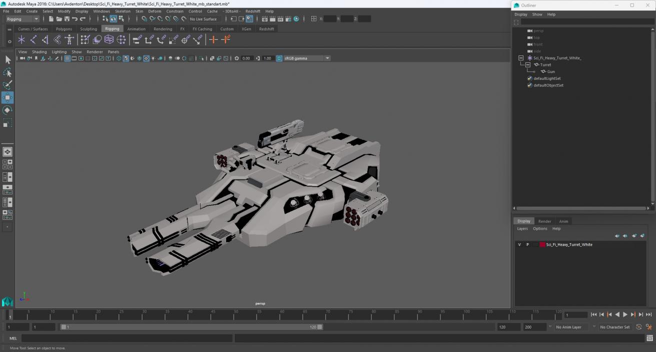 Sci Fi Heavy Turret White 2 3D