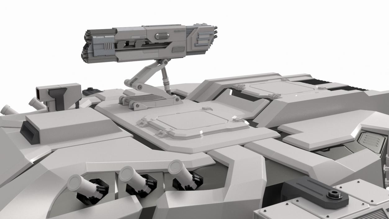 Sci Fi Heavy Turret White 2 3D