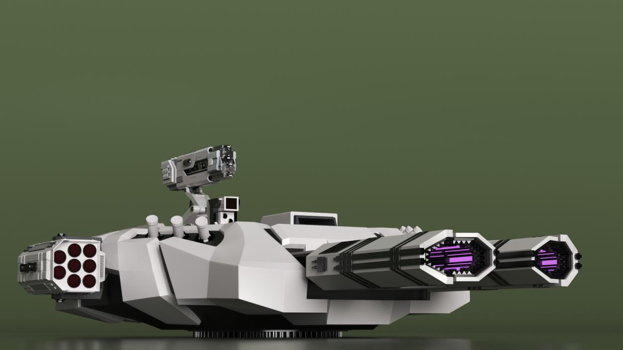 Sci Fi Heavy Turret White 2 3D